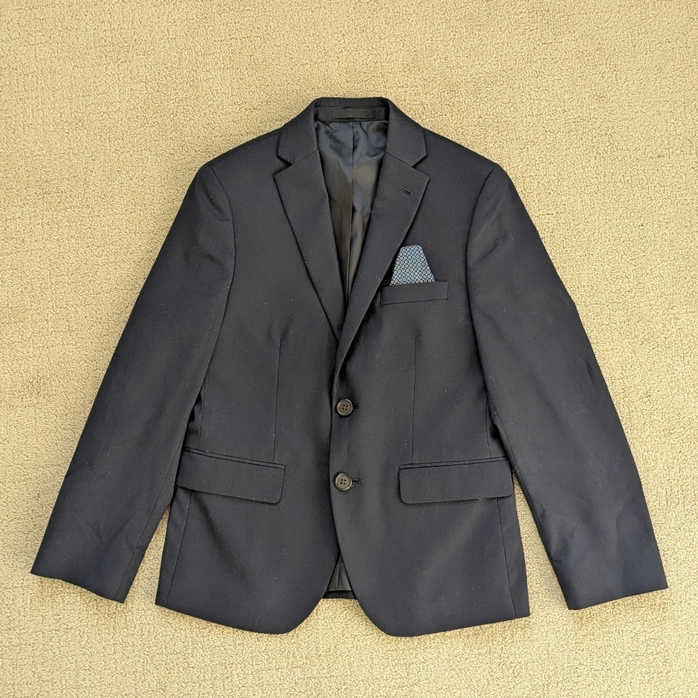 Lauren Ralph Lauren Two-Button Blazer Jacket Navy Blue Boy 12 Stretch Formal